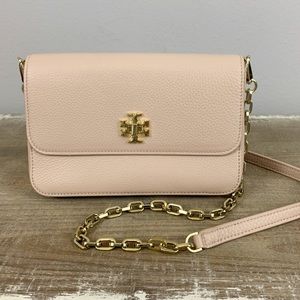 Tory Burch Blush Leather Crossbody Clutch Bag